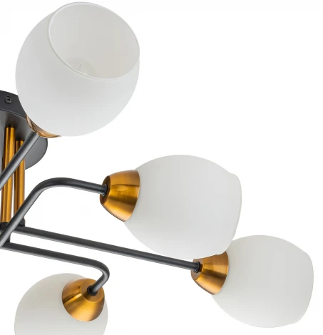 Потолочная люстра на штанге Escada Hope 1132/8P Black 8x60Вт E27, металл/стекло, черный/золото (220V)