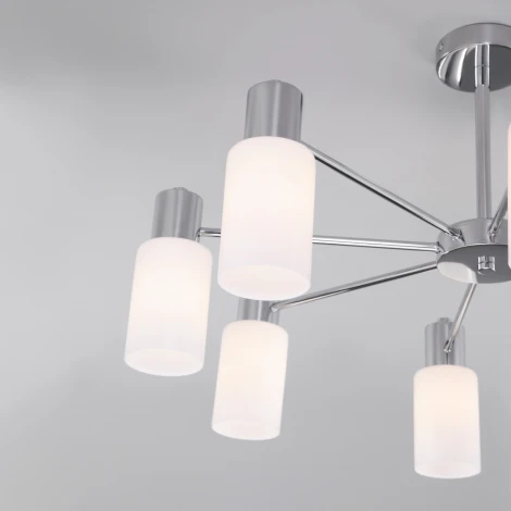 Потолочная люстра Wi-Fi на штанге Eurosvet Vegga 70160/8 хром (220V, управление смартфоном, голосовое управление, умный дом - Minimir Home, Алиса, Маруся, Салют)