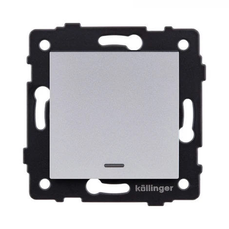 Выключатель 1-клавишный 10А/250В с LED подсветкой, серый Kollinger REA-S-002GY для Aspekt, Eleganz, Reflex