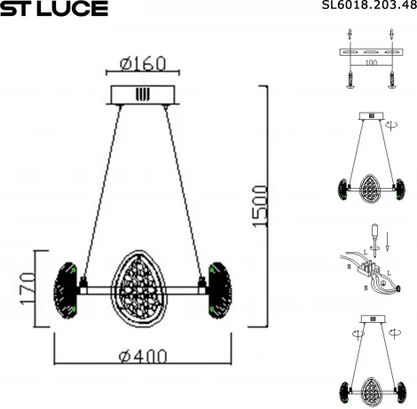 Подвесной светильник ST Luce Enigma SL6018.203.48 Черный/Золотистый LED 1*48W 4000K