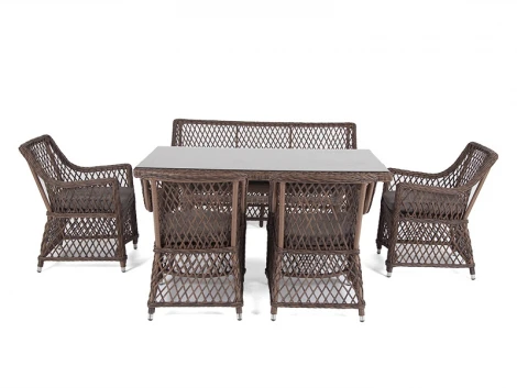 Обеденная группа плетеная на 6 персон, цвет коричневый 4SIS Катания KATS2C4T-6-SET brown