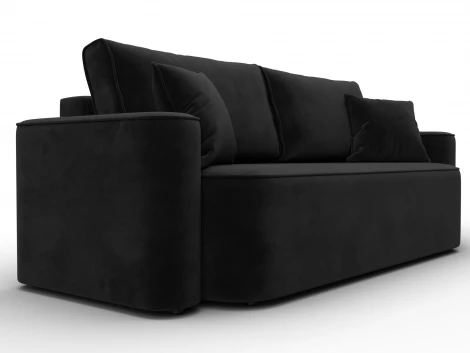 Диван прямой Лига-118 НПБ (ДСП,ЛДСП,Брус,Фанера,Велюр/Черный) Лига Диванов 137077