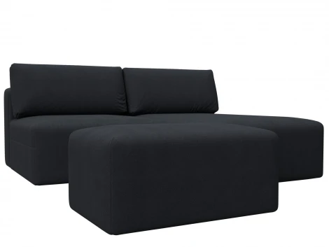 Диван угловой модульный с пуфом Лига-060 НПБ угол универсальный (ЛДСП,Брус,Фанера/Пластик/Замша/Темно-серый) Лига Диванов 129688