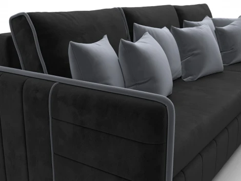 Диван угловой Лига-078 угол универсальный (ДСП/Пластик/Велюр/Черный,Серый) Лига Диванов 130991