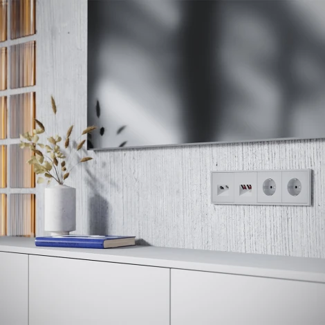 Накладка для розетки TV+RJ45 кат. 6 (серый) Voltum S70 VLS002716