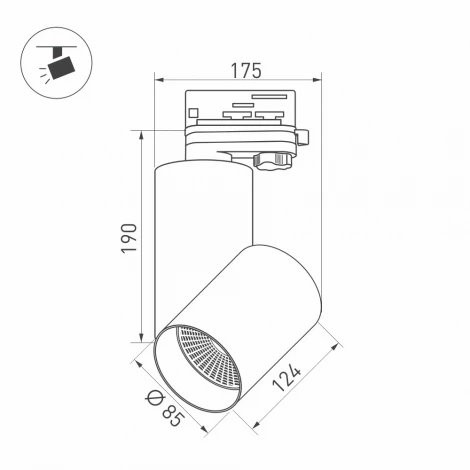Светильник SP-POLO-TRACK-TURN-R85-15W Day4000 (BK-BK, 40 deg) (IP20 Металл) 027428 (LED, 220V, круглые)