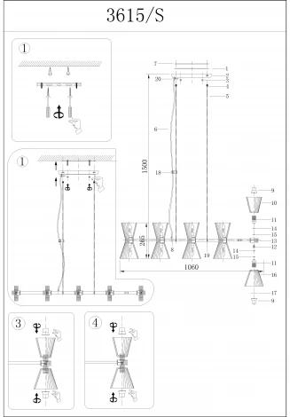 Подвесной светильник Newport 3610 3615/S nickel (220V, на тросе)