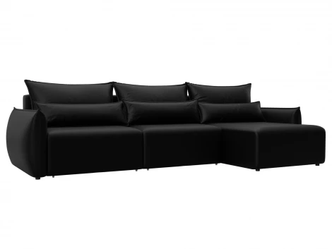 Диван угловой Лига-051 НПБ Лонг угол универсальный (ЛДСП,Брус,Фанера/Пластик/Экокожа/Черный) Лига Диванов 129892