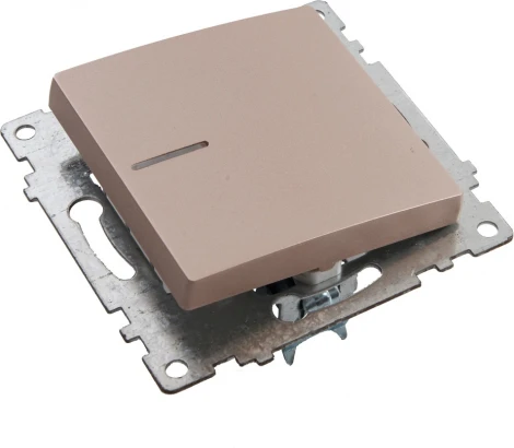 Выключатель одноклавишный с подсветкой (шампань) Stekker Катрин 39591