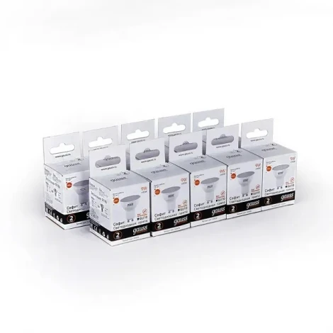 Лампочка светодиодная полусфера белая колба GU10 9 Вт 640 lm 3000K теплое белое свечение Gauss Elementary 13619