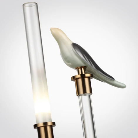 Настольная лампа Odeon Light Lark 5431/2TL золотой(под латунь)/белый градиент/беж./зеленый/ металл/стекло/керамика LED 2W 4000K (220V, выключатель, птички)