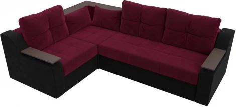 Диван угловой Кронос левый угол (Бордовый,Черный/Микровельвет) Лига Диванов арт.114621L