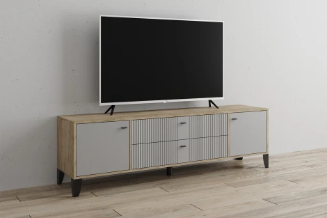 Тумба под телевизор ТЭКС Парус-10, Дуб крафт серый, Серый