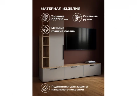 ТВ-тумба Филеста шиншилла серая / дуб вотан 664896