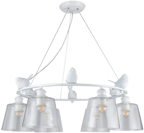 Подвесная люстра Arte Lamp Passero A4289LM-6WH (220V, на тросе, птички)