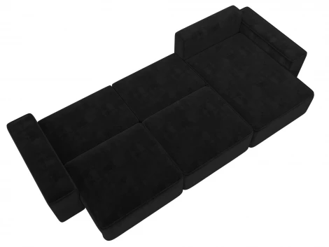 Диван угловой Лига-074 угол универсальный (ДСП/Пластик/Велюр/Черный) Лига Диванов 129865