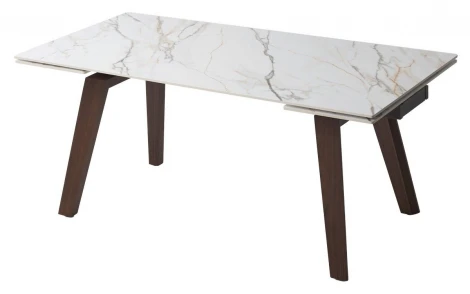 Стол БЭТИС (BETIS) 180 цвет МРАМОР (MATTE GILDED WHITE SOLID CERAMIC) / Орех (WALNUT), ®DISAUR M-City 64667
