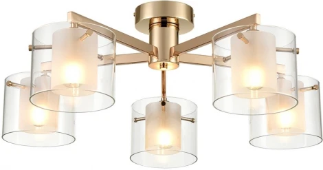 Потолочная люстра на штанге Lumion Verdi 6587/5C золото/прозрачный, металл/стекло E14 5*40W 220V (круглые)
