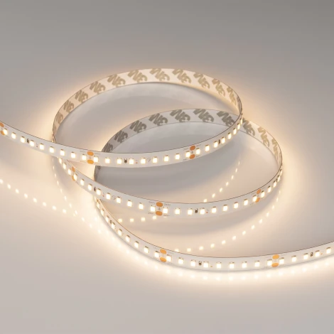 Светодиодная лента RT-A144-10mm 24V Warm3000 (7.7 W/m, IP20, 2835, 5m) (Arlight, высок.эфф.200 лм/Вт) 038782 RT открытая