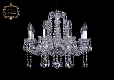 Подвесная люстра Art Classic 11.12 11.12.8.165.Cr.Sp (220V, хрусталь, на цепи, подсвечник, свеча)