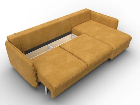 Диван угловой Лига-064 НПБ угол универсальный (ДСП/Дерево/Велюр/Желтый) Лига Диванов 129640