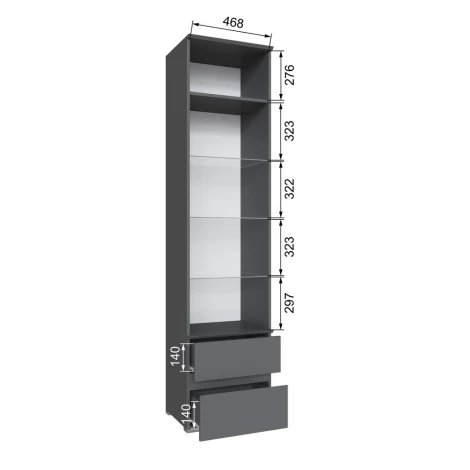 Пенал ТЭКС с витриной Плейона, Графит серый