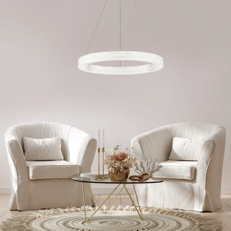 Подвесной светодиодный светильник Escada Biafo 10233/1LED 40Вт, металл/акрил, хром/прозрачный