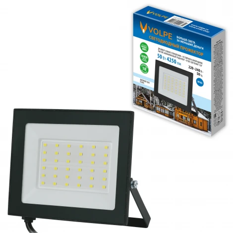 Прожектор уличный светодиодный 6500К черный Volpe ULF-Q519 50W/6500K IP65 220-240V BLACK