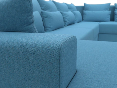 Диван П-образный Майами левый угол (Голубой/Рогожка) Лига Диванов арт.123254L
