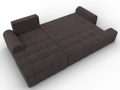 Диван угловой Лига-080 угол левый (ДСП/Пластик/Велюр/Коричневый) Лига Диванов 134749L