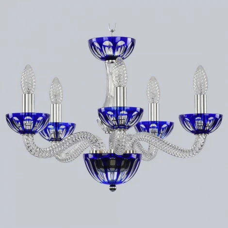 Подвесная люстра Bohemia 1309 1309/5/165 Ni Cl/Clear-Blue/H-1H