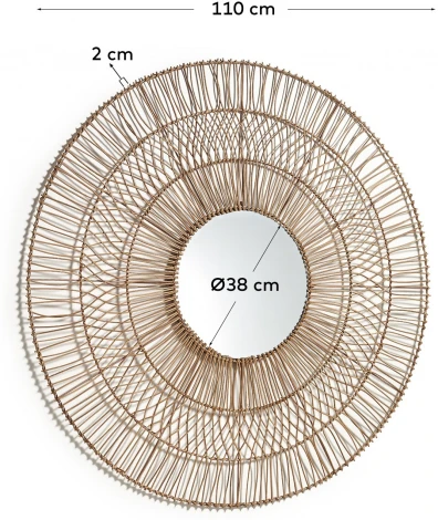Viviana Зеркало из ротанга с натуральной отделкой Ø 110 см La Forma (ex Julia Grup) арт.147889