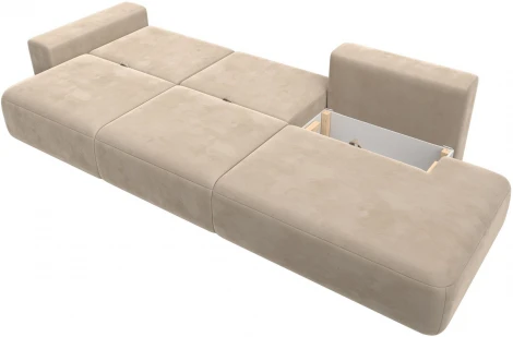 Диван прямой Лига-036 НПБ Модерн Лонг подлокотник слева (Бежевый/Велюр) Лига Диванов арт.121356L