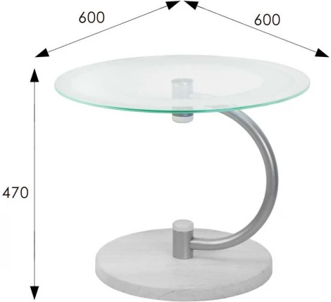 Стол журнальный Дуэт 13Н металлик/дуб дымчатый/прозр. от фабрики Mebelik