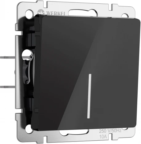 Выключатель одноклавишный проходной с подсветкой (черный акрил) Werkel W1112148 (a064036)