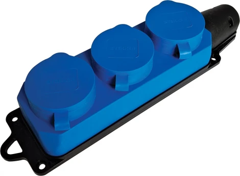 Розетка тройная с заземлением и крышкой (синий) Stekker Одри 49403