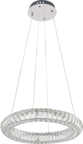 Подвесной светодиодный светильник Escada Royal 620/S LED 50Вт, 3000К-6000К, ПДУ, изменение цветовой температуры, металл/хрусталь, хром/прозрачный (регулировка яркости, 220V, на тросе, кольцо)