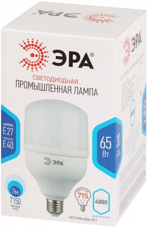 Лампочка светодиодная E27 65Вт ЭРА LED POWER T140-65W-4000-E27/E40 LED POWER T140-65W-4000-E27/E40