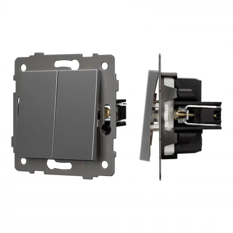 Механизм выключателя двухклавишный проходной SWT-MKP2-PL-GR-V (250V, 10A) (Arlight) 049894