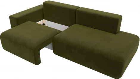 Диван прямой Лига-036 НПБ Модерн подлокотник слева (Зеленый/Микровельвет) Лига Диванов арт.121334L