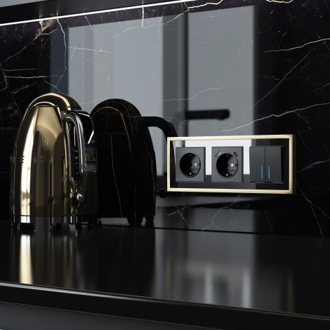 Рамка на 3 поста Baguette (черный/латунь) Werkel W0032852 (a060241)