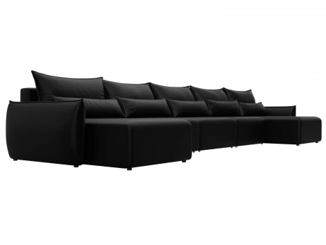 Диван П-образный Лига-051 НПБ МегаЛонг (ЛДСП,Брус,Фанера/Пластик/Экокожа/Черный) Лига Диванов 129900