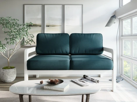 Диван Arsko прямой Бергер М белая эмаль велюр голубой