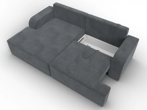 Диван угловой Лига-120 угол левый (ДСП,Брус,Фанера,ЛДС,Велюр/Светло-серый) Лига Диванов 137292L