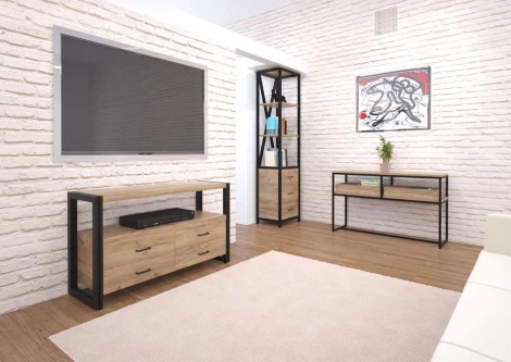 Тумба под TV Нео Лофт TVS-3 Дуб беленый шпон