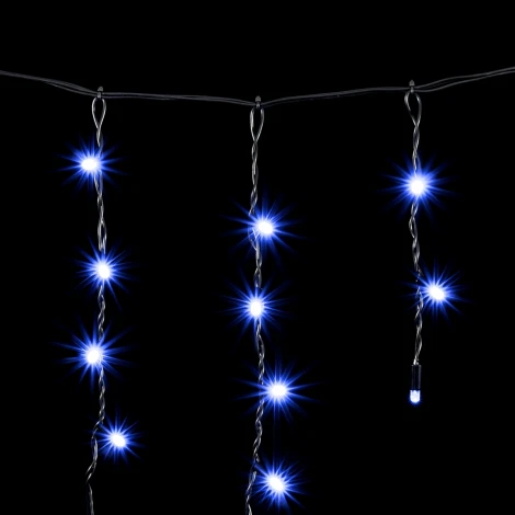 Гирлянда Бахрома с Колпачком 3,1 x 0,5 м Синяя 220В, 120 LED, Провод Черный ПВХ, IP65