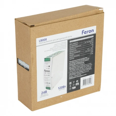 Трансформатор электронный на DIN-рейку 120W 24V Feron LB008 52135