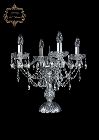 Интерьерная настольная лампа Art Classic 12.25 12.25.4.141-37.Cr.Sp (220V, хрусталь, подвески, подсвечник, свеча)