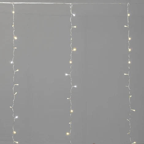 Гирлянда Занавес Облегченный 5,5 x 3 м тепло-белый с мерцанием белого диода 220В, 360 LED, провод прозрачный ПВХ, IP54 Laitcom PCL360NOTBLW-10-2WW