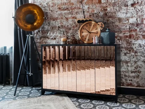 Сервант Dante малый ОГОГО (арт.471417), (ЛДСП/Черный,Бронзовый)